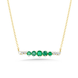 COLORE 14KWG DIA & EMERALD BAR