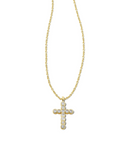 CROSS CRYS PNDNT NCK GOLD WHIT