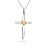 10KT WG/YG DIA CROSS PENDANT