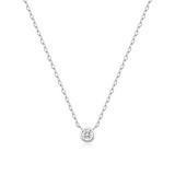 SILVER ROUND SOLITAIRE CZ NECK