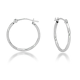 14K WHITE TWISTED HOOP EARRING