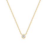 GOLD ROUND SOLITAIRE CZ NECKLA