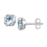 SS 7MM ROUND BLUE TOPAZ STUDS