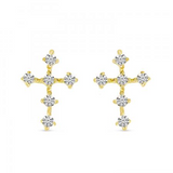 14KYG DIA MINI CROSS STUD EAR