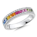14KWG DIA & MIX SAPPHIRE RING