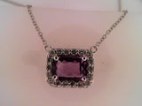 14KWG AMETHYST & DIA PENDANT (