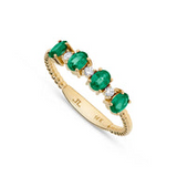 14KYG DIA & OVAL EMERALD BAND,