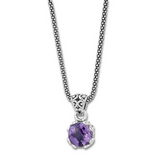 SS 7MM ROUND AMETHYST PENDANT
