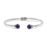 SS/18K 7MM ROUND AMETHYST TWIS