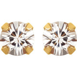 24K Gold-Plated Stainless Steel Imitation White Sapphire Inverness® Piercing Earrings