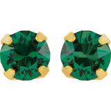 24K Gold-Plated Stainless Steel Imitation Emerald Inverness® Piercing Stud Earrings