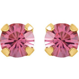 14K Yellow Imitation Pink Tourmaline Inverness® Piercing Stud Earrings