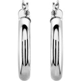 14K White 20 mm Tube Hoop Earrings