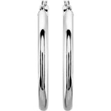 14K White 35 mm Tube Hoop Earrings
