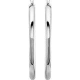 14K White 40 mm Tube Hoop Earrings