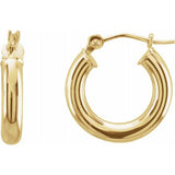 14K Yellow 15 mm Tube Hoop Earrings