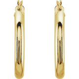 14K Yellow 25 mm Tube Hoop Earrings
