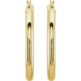 14K Yellow 30 mm Tube Hoop Earrings