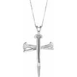 Sterling Silver 24x43 mm Nail Design Cross 24