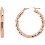 14K Rose 25 mm Tube Hoop Earrings