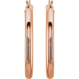 14K Rose 30 mm Tube Hoop Earrings