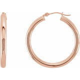 14K Rose 30 mm Tube Hoop Earrings
