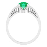 14K White Lab-Grown Emerald Ring