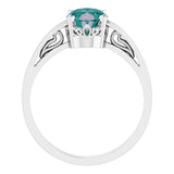 14K White Lab-Grown Alexandrite Ring
