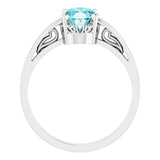 14K White Natural Blue Zircon Ring