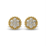 14K YG DIA CLUSTER BUTTON EARR