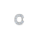 Platinum Finish Sterling Silver Micropave C Initial Charm with Simulated Diamonds