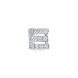 Platinum Finish Sterling Silver Micropave E Initial Charm with Simulated Diamonds