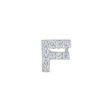 Platinum Finish Sterling Silver Micropave F Initial Charm with Simulated Diamonds