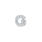 Platinum Finish Sterling Silver Micropave G Initial Charm with Simulated Diamonds