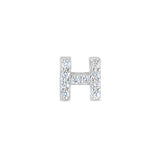 Platinum Finish Sterling Silver Micropave H Initial Charm with Simulated Diamonds