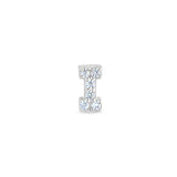 Platinum Finish Sterling Silver Micropave I Initial Charm with Simulated Diamonds