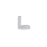Platinum Finish Sterling Silver Micropave L Initial Charm with Simulated Diamonds