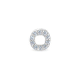 Platinum Finish Sterling Silver Micropave O Initial Charm with Simulated Diamonds