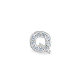 Platinum Finish Sterling Silver Micropave Q Initial Charm with Simulated Diamonds