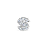 Platinum Finish Sterling Silver Micropave S Initial Charm with Simulated Diamonds