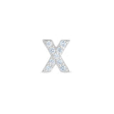 Platinum Finish Sterling Silver Micropave X Initial Charm with Simulated Diamonds