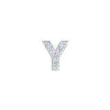 Platinum Finish Sterling Silver Micropave Y Initial Charm with Simulated Diamonds