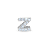 Platinum Finish Sterling Silver Micropave Z Initial Charm with Simulated Diamonds