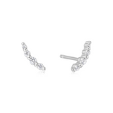 SILVER BEZEL BEADED STONE STUD