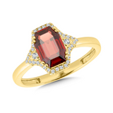 COLORE 14K YG DIA & GARNET RIN
