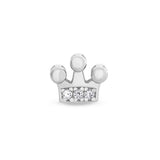 Platinum Finish Sterling Silver Crown Charm with Simulated Diamonds