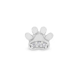 Platinum Finish Sterling Silver Paw Charm with Simulated Diamonds