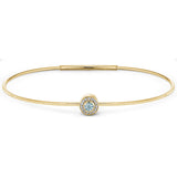 Gold Finish Finish Sterling Silver Round Simulated Aquamarine Birth Gem Bracelet