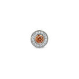 Platinum Finish Sterling Silver Micropave Round Simulated Citrine/November Birthstone Charm