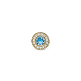Gold Finish Sterling Silver Micropave Round Simulated Blue Topaz/December Birthstone Charm